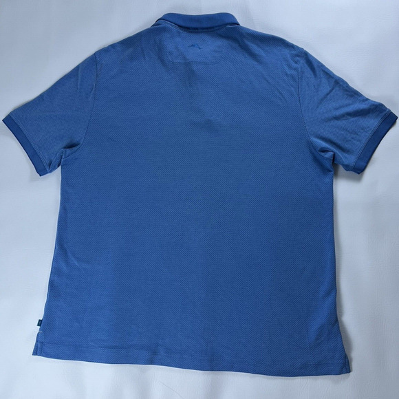 Tommy Bahama Men's Modal Polyester Textured Polo Shirt Blue Lightweight XL - Picture 2 of 16